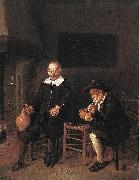 Quirijn van Brekelenkam Interior with a smoking and a drinking man by a fire. Spain oil painting artist